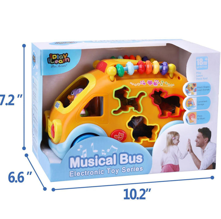 Electronic Musical Bus 3D Animal Matching Car Baby Sensory Toy