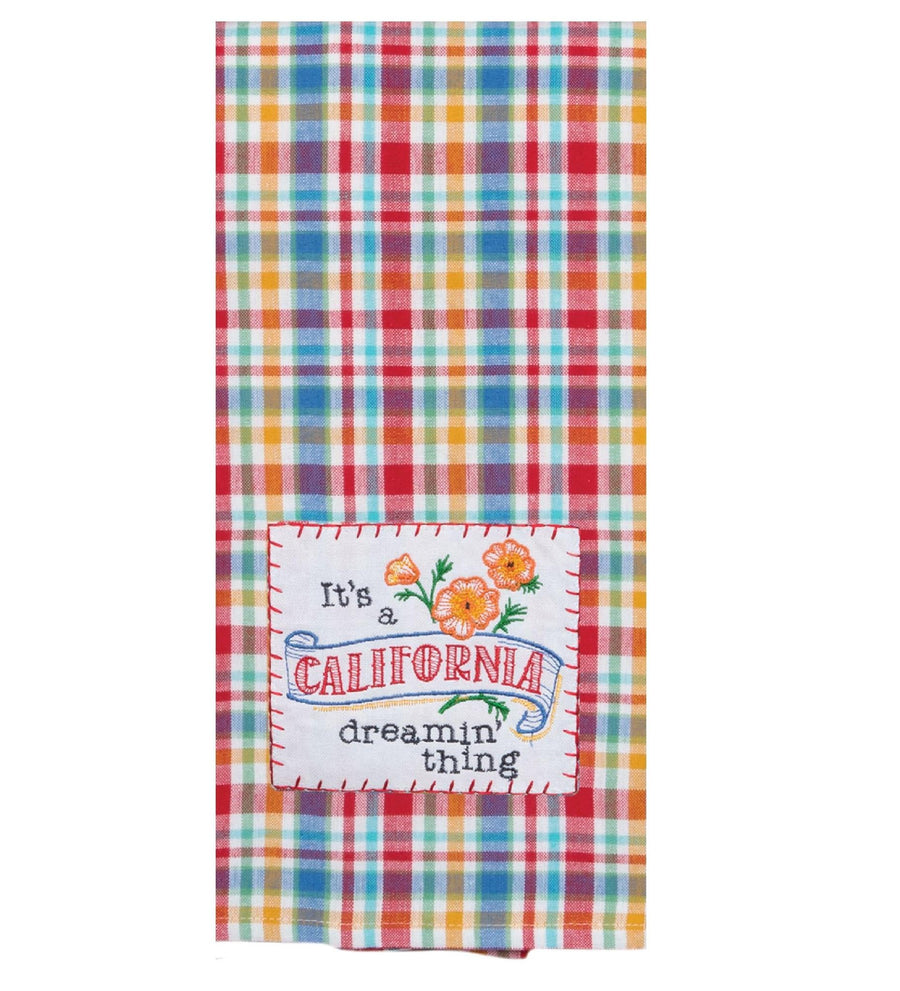Embroidered Applique Tea Towel "California Dreamin"
