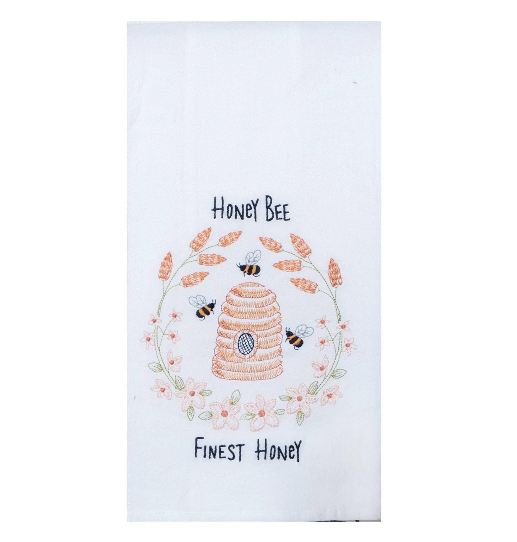 Embroidered Flour Sack Towel | Bee Inspired