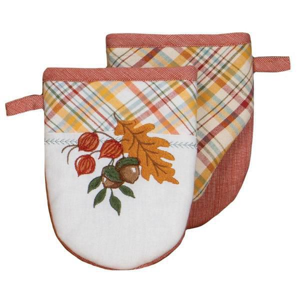 Embroidered Grabber Mitt | Autumn Leaves