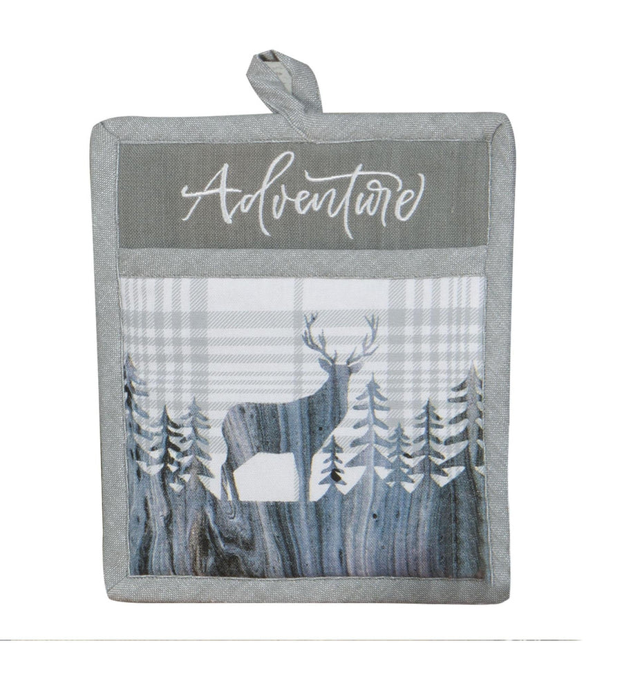 Embroidered Pocket Oven Mitt Deer "Adventure"