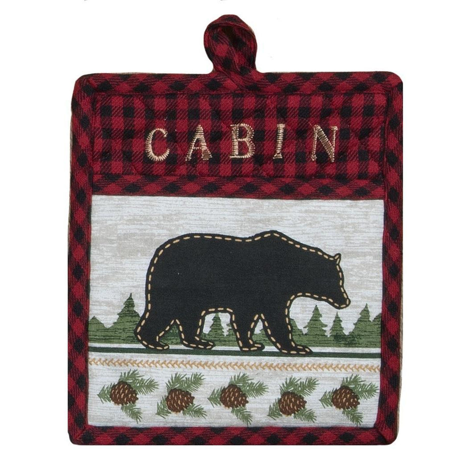 Embroidered Pocket Oven Mitt Woodland Bear