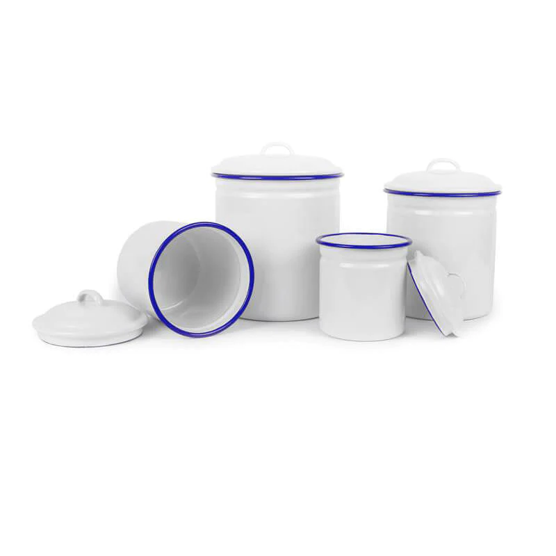 Enamelware Canister | White & Navy