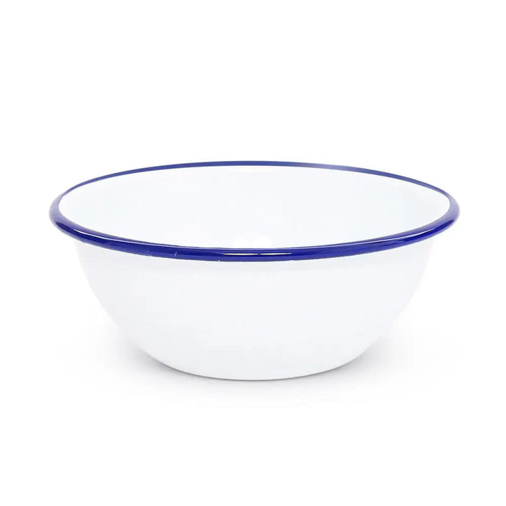 Enamelware Splatter Cereal Bowl | Blue Rim