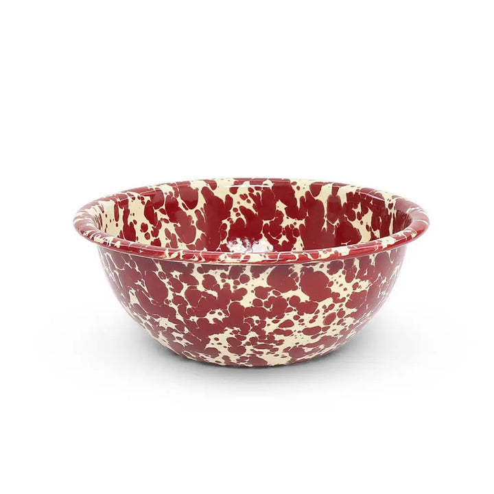 Enamelware Splatter Cereal Bowl | Burgundy & Cream