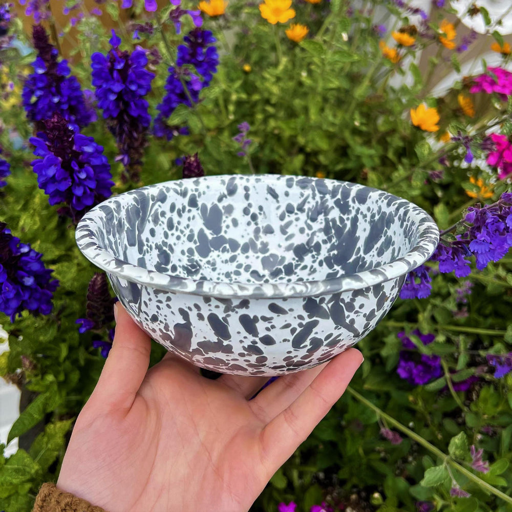 Enamelware Splatter Cereal Bowl | Grey & White