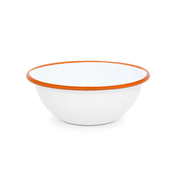 Enamelware Splatter Cereal Bowl | Orange Rim
