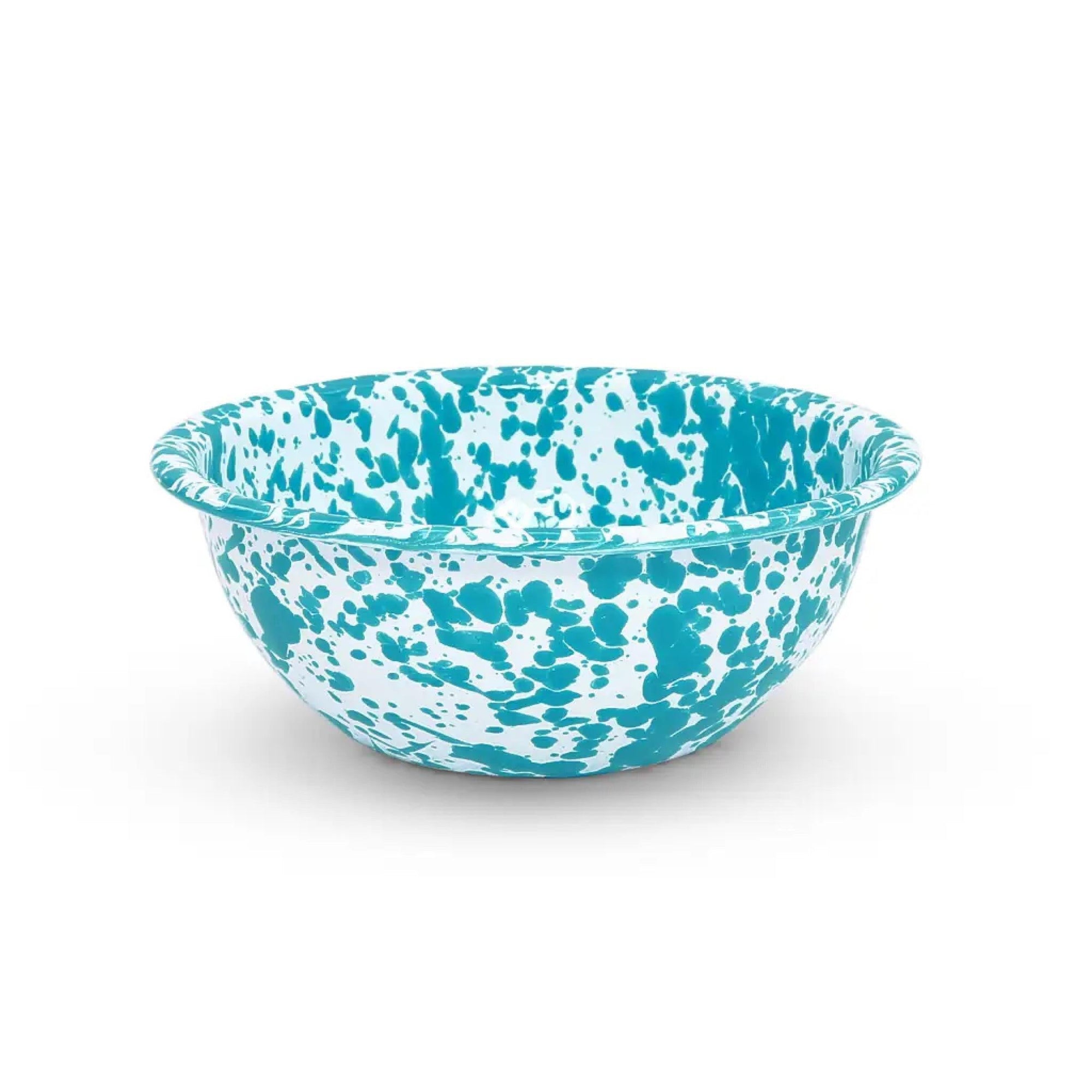 Enamelware Splatter Cereal Bowl | Turquois & White