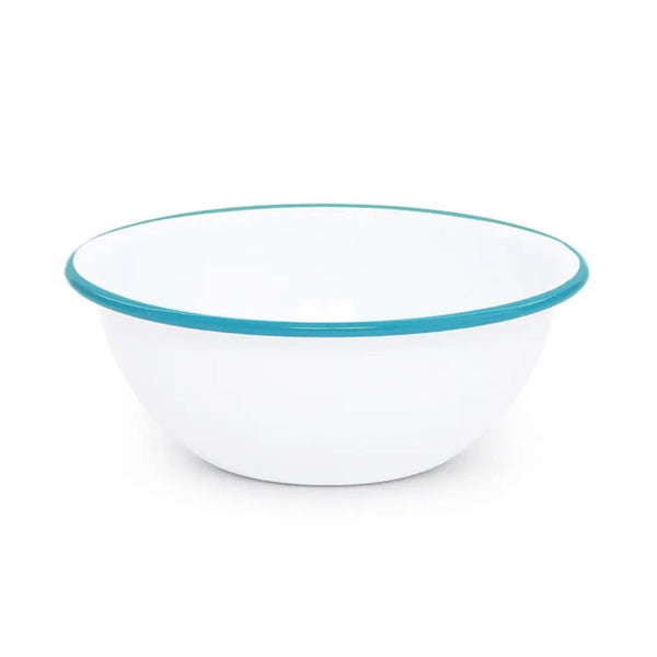 Enamelware Splatter Cereal Bowl | Turquoise Rim