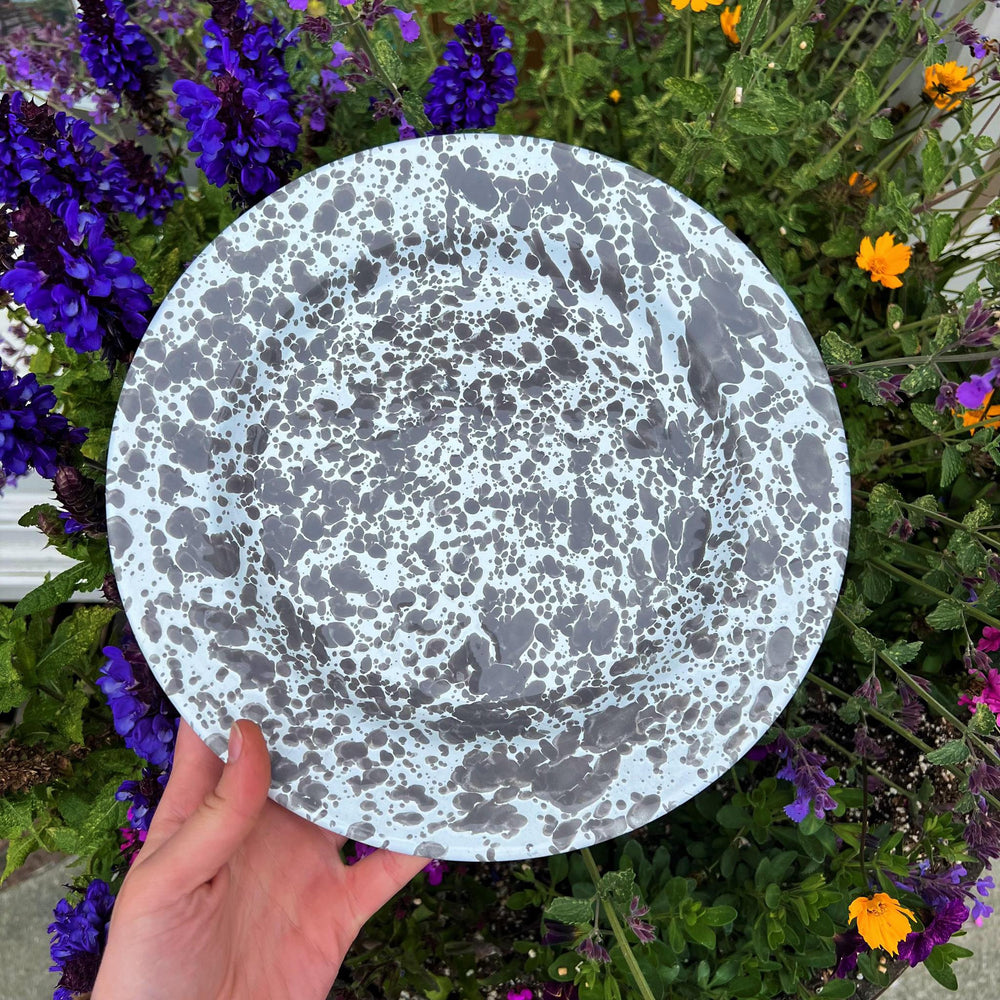 Enamelware Splatter Dinner Plate | Black & White