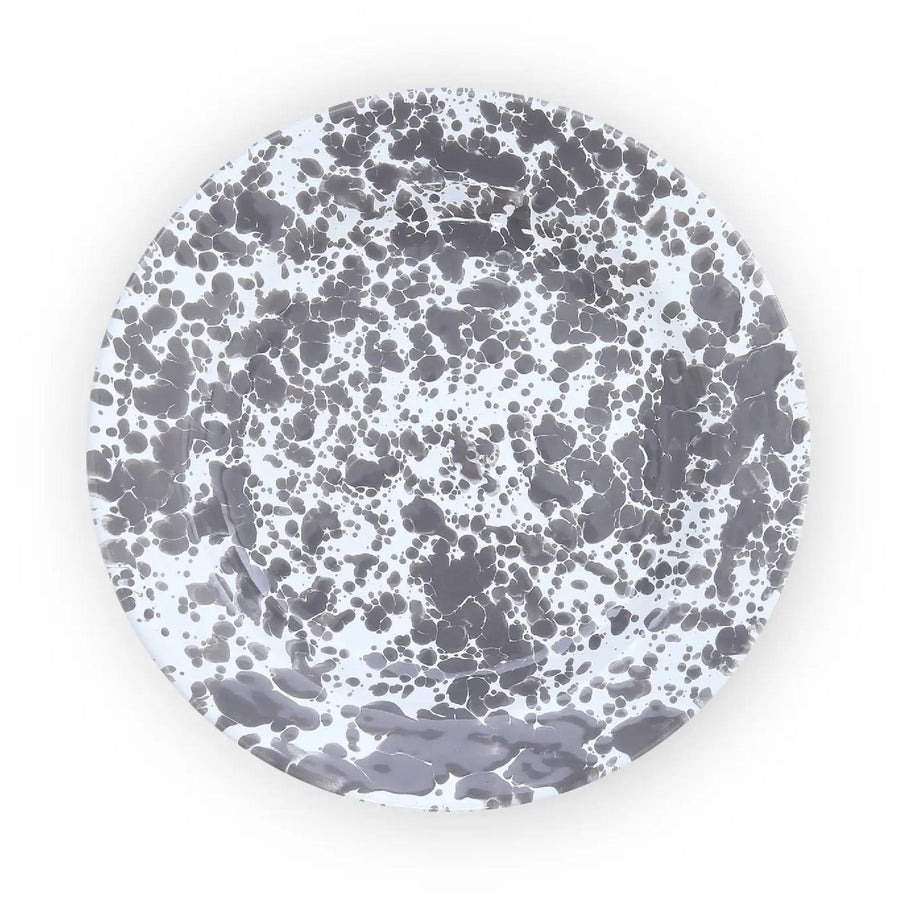 Enamelware Splatter Dinner Plate | Grey & White