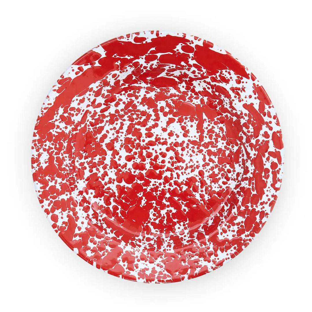 Enamelware Splatter Dinner Plate | Red & White