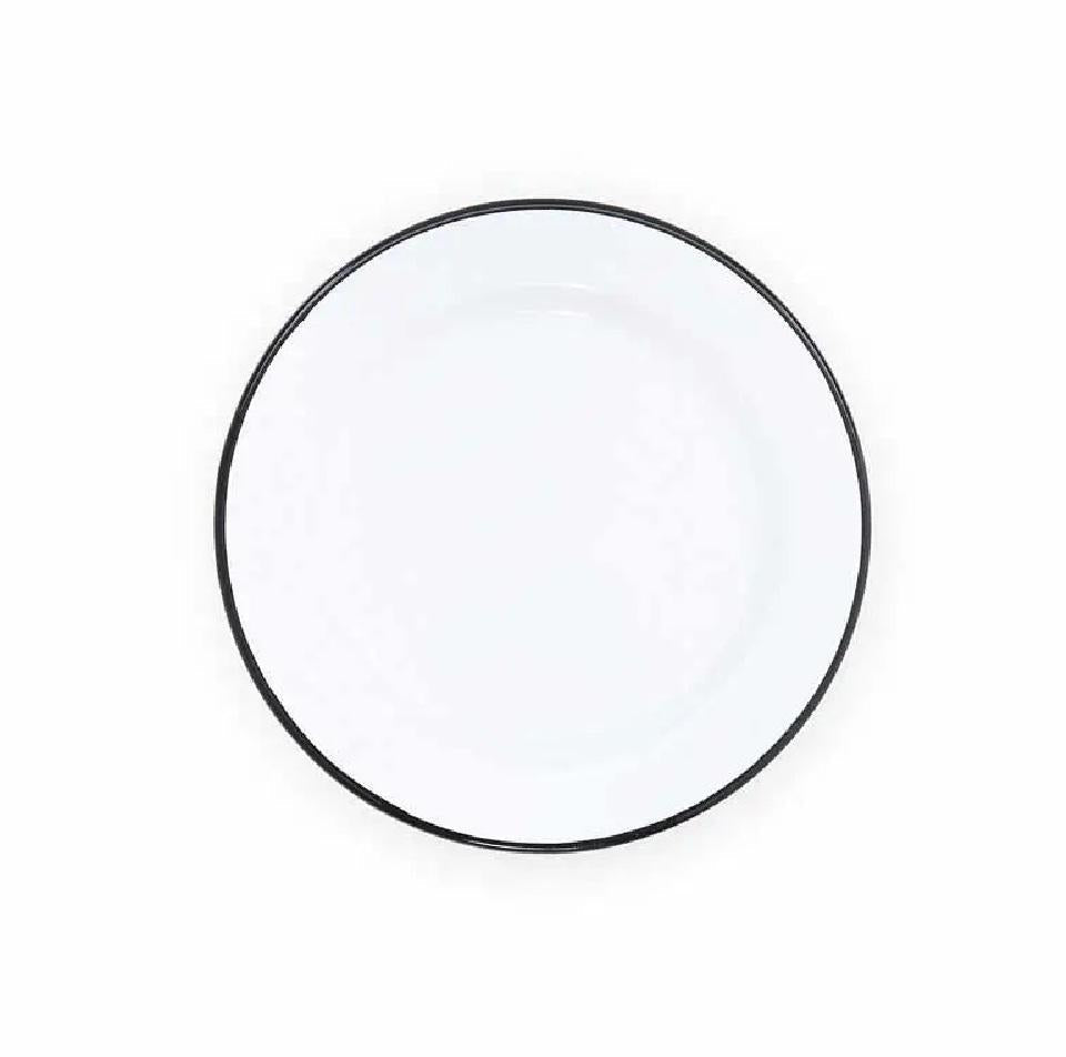 Enamelware Splatter Flat Salad Plate | Black Rim