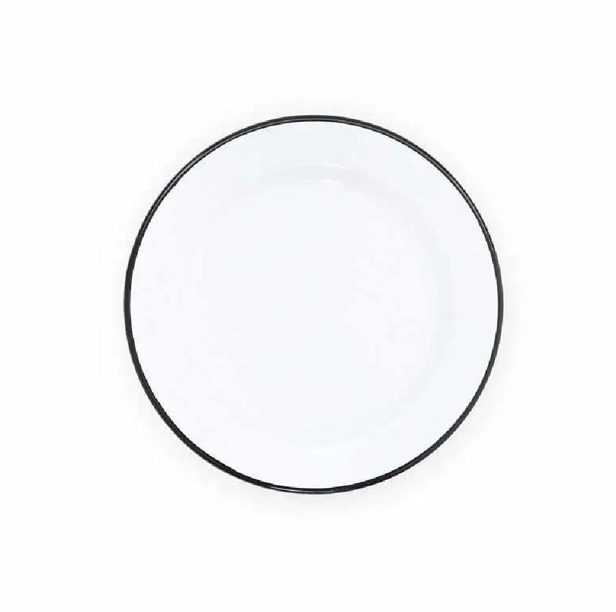 Enamelware Splatter Flat Salad Plate | Black Rim