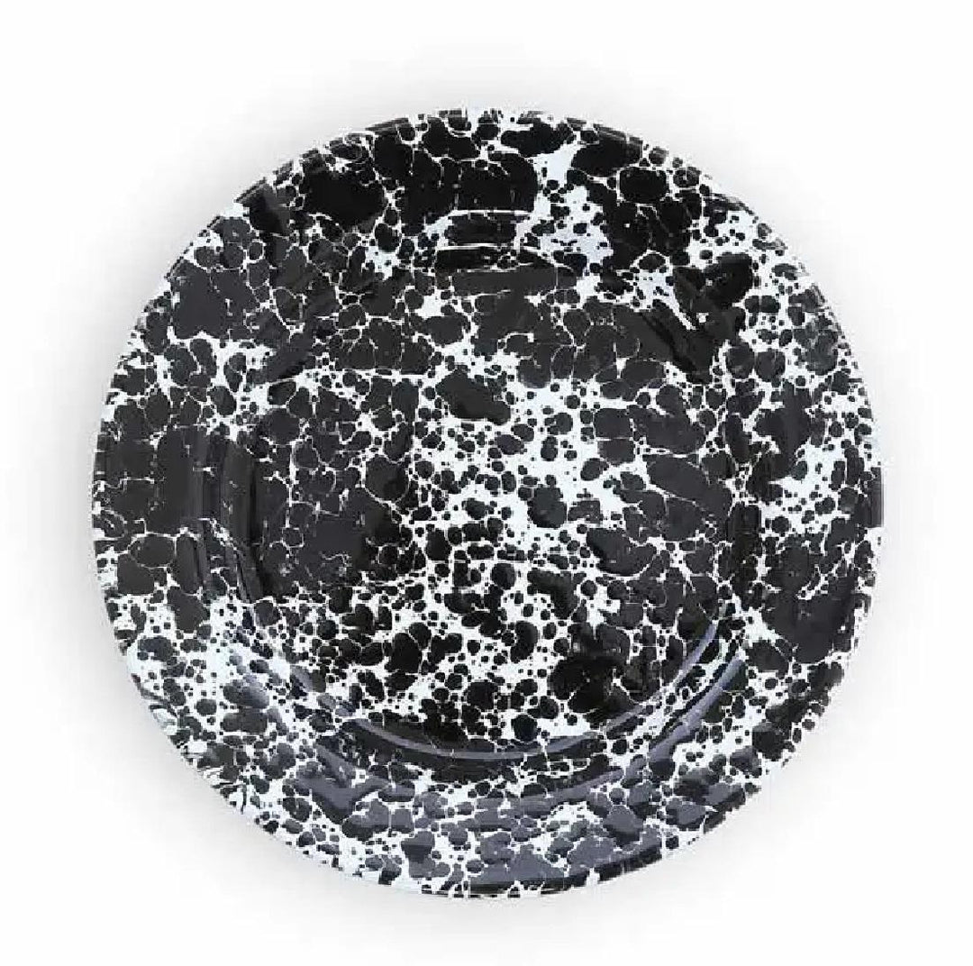 Enamelware Splatter Flat Salad Plate | Black & White