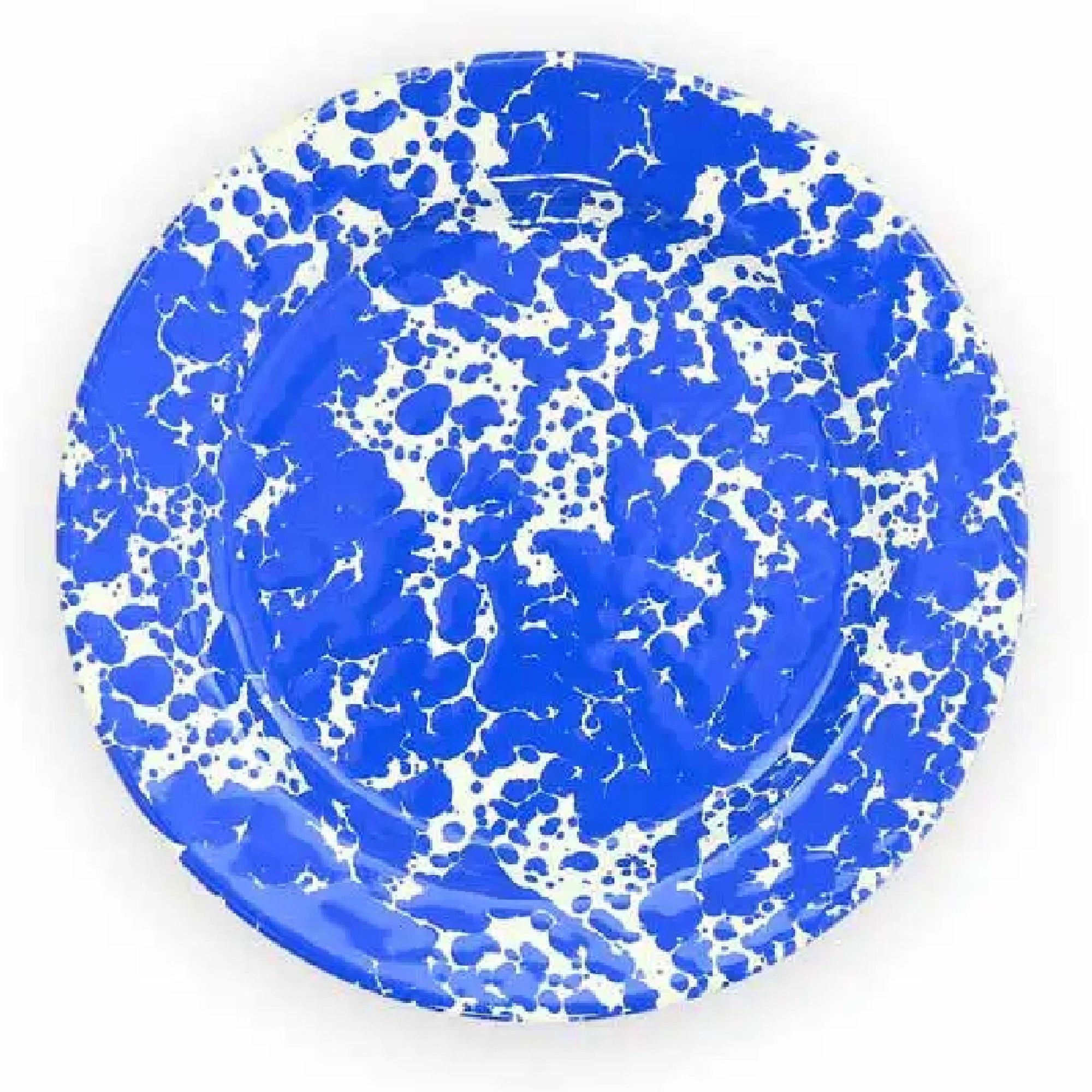 Enamelware Splatter Flat Salad Plate | Blue & White