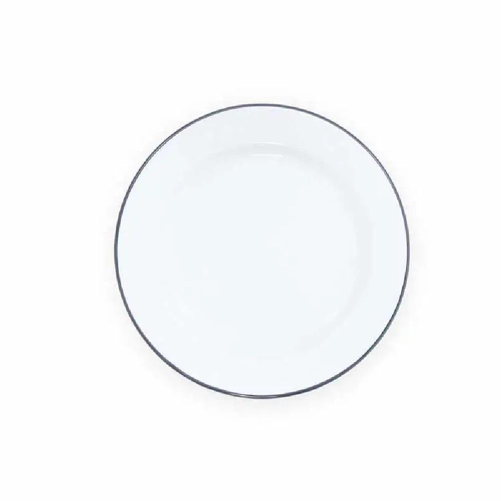 Enamelware Splatter Flat Salad Plate | Grey Rim