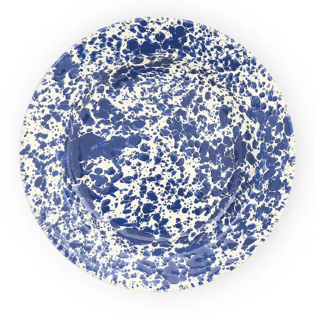 Enamelware Splatter Flat Salad Plate | Navy & Cream