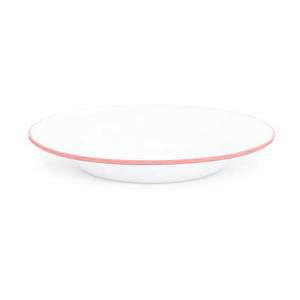 Enamelware Splatter Flat Salad Plate | Pink Rim