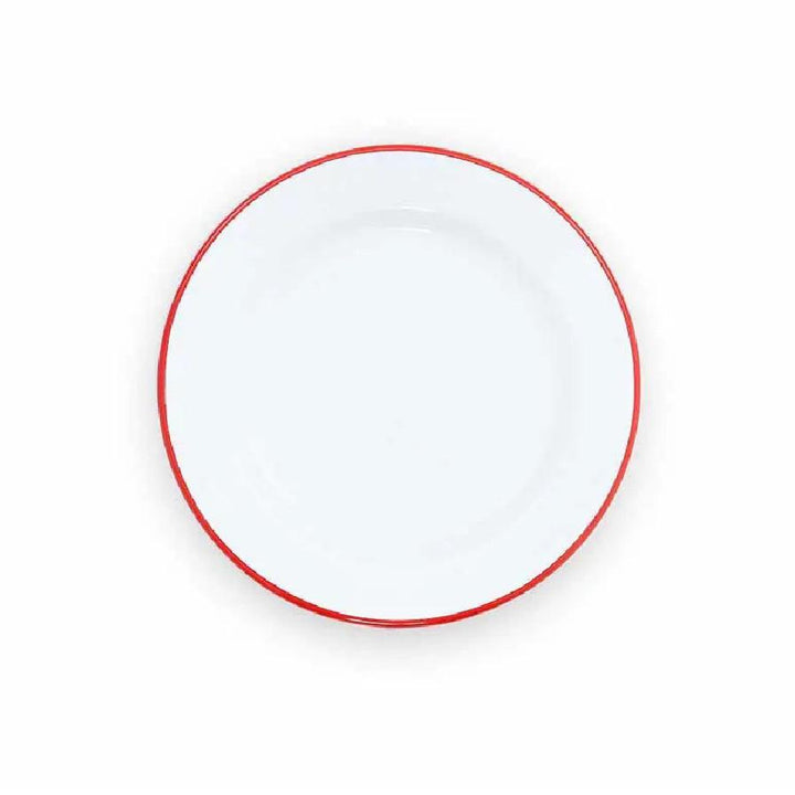 Enamelware Splatter Flat Salad Plate | Red Rim