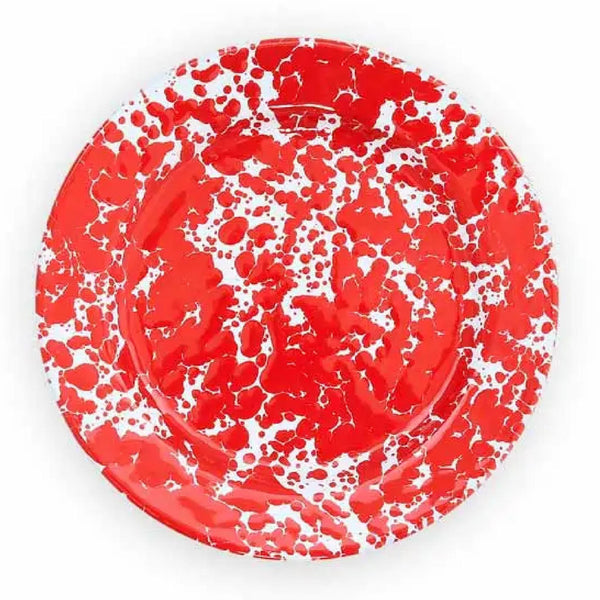 Enamelware Splatter Flat Salad Plate | Red & White