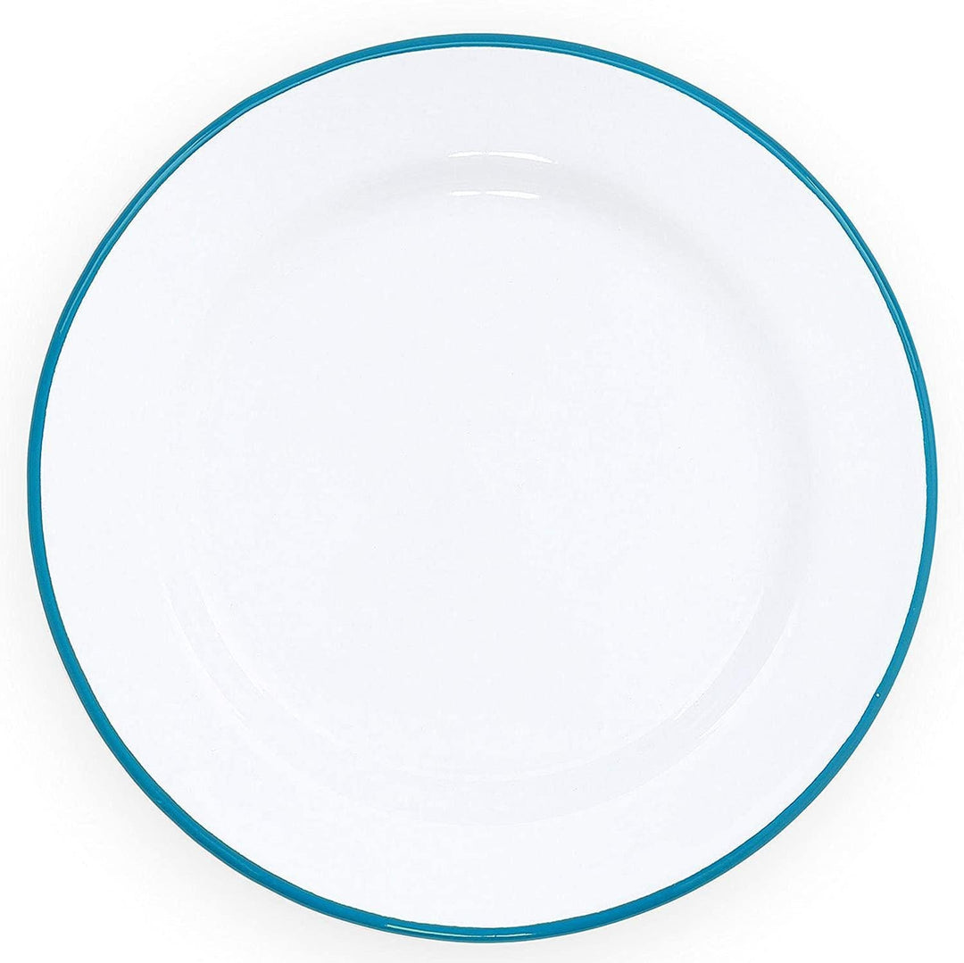 Enamelware Splatter Flat Salad Plate | Turquoise Rim