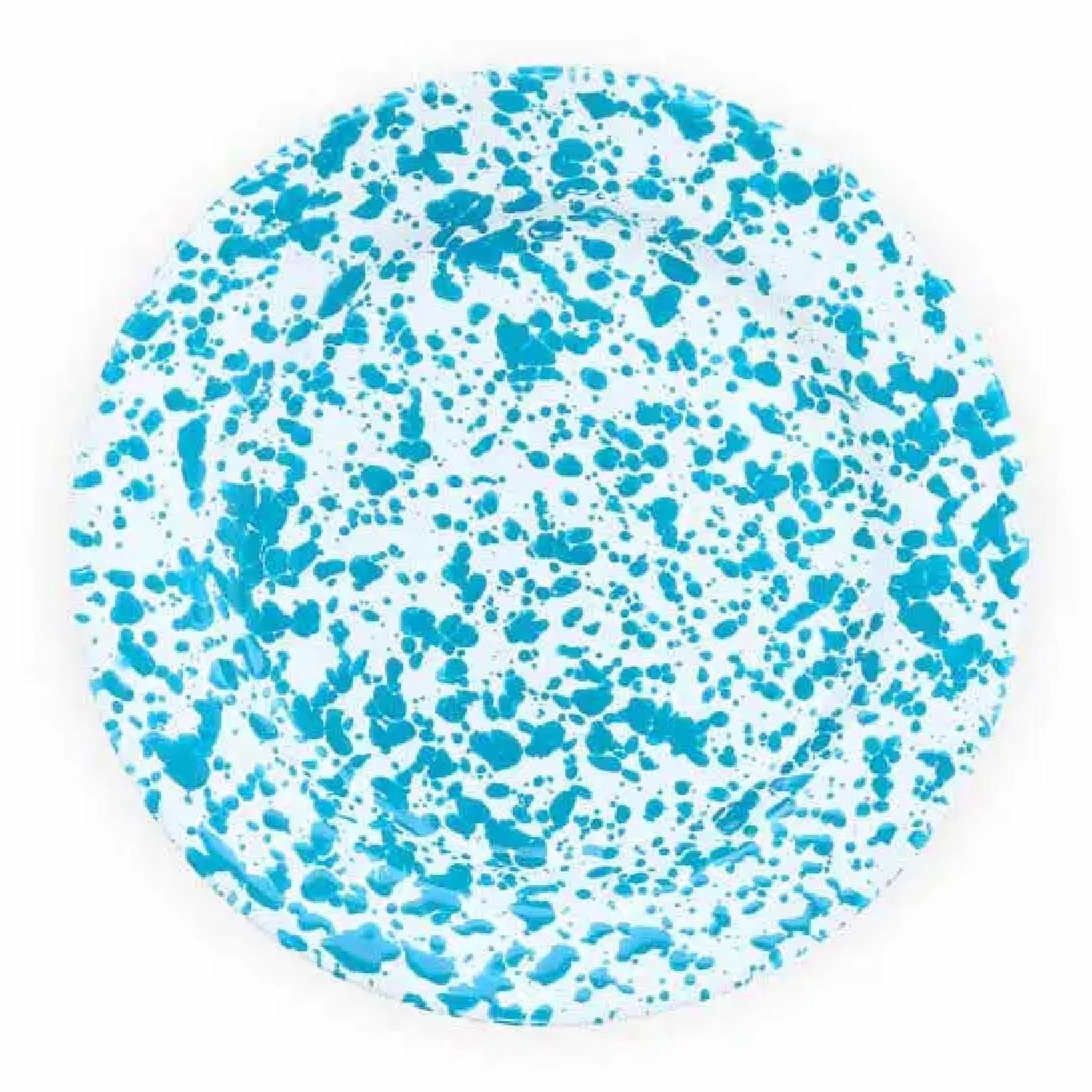 Enamelware Splatter Flat Salad Plate | Turquoise & White