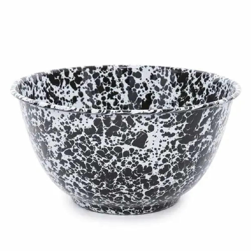 Enamelware Splatter Large Salad Bowl | Black & White