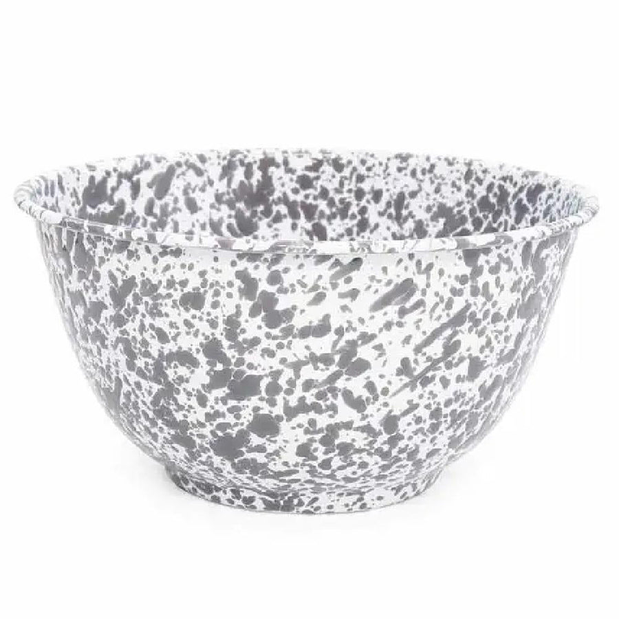 Enamelware Splatter Large Salad Bowl | Grey & White