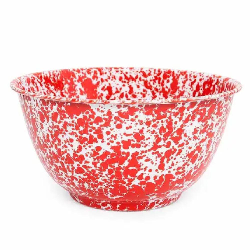 Enamelware Splatter Large Salad Bowl | Red & White