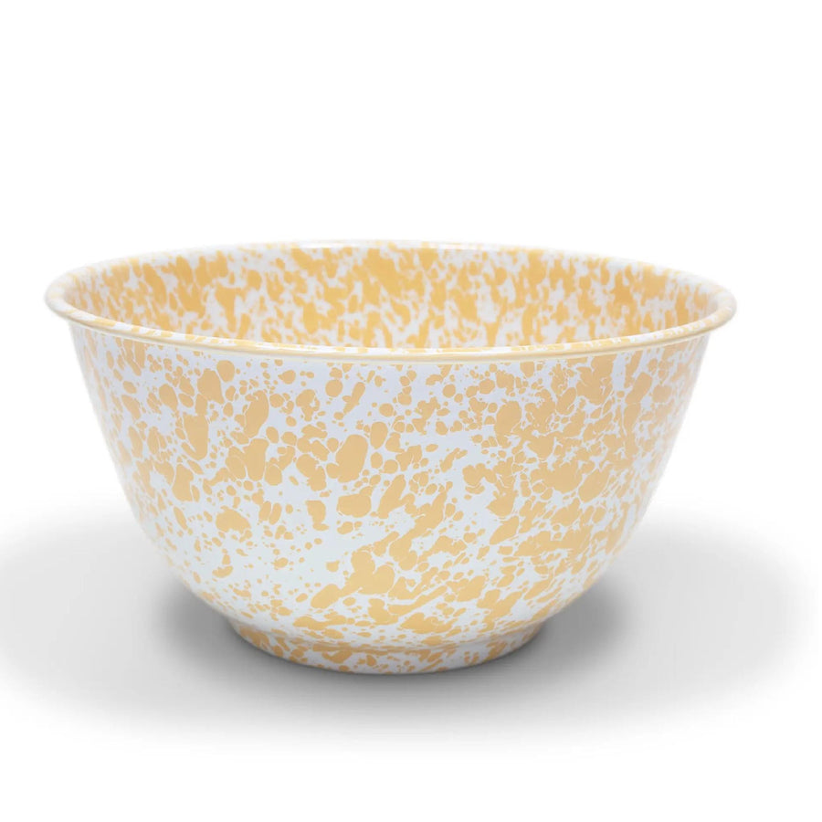 Enamelware Splatter Large Salad Bowl | Yellow & White