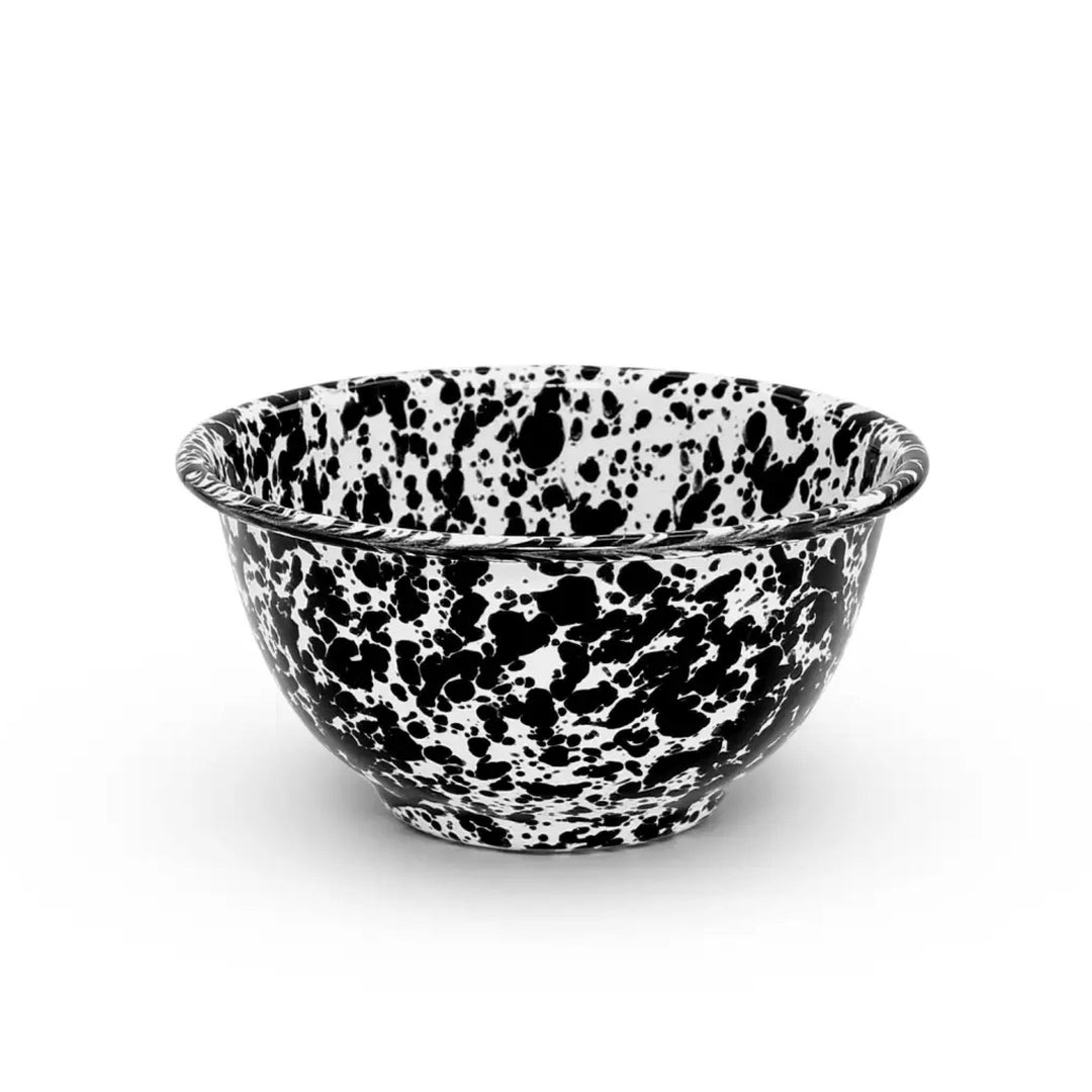 Enamelware Splatter Small Footed Bowl | Black & White