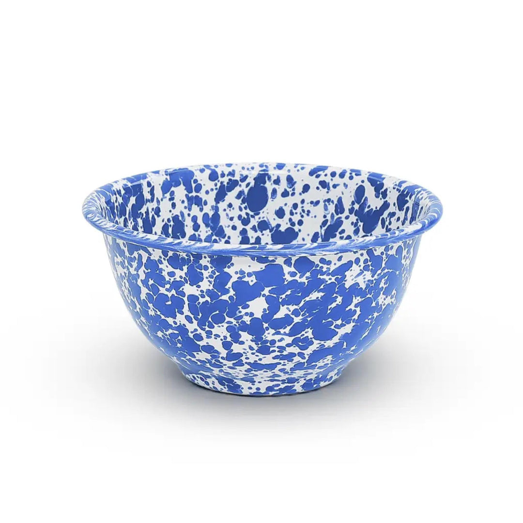 Enamelware Splatter Small Footed Bowl | Blue & White