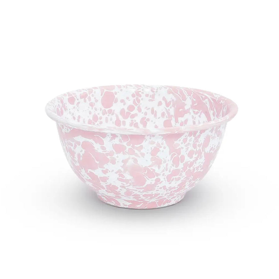 Enamelware Splatter Small Footed Bowl | Pink & White