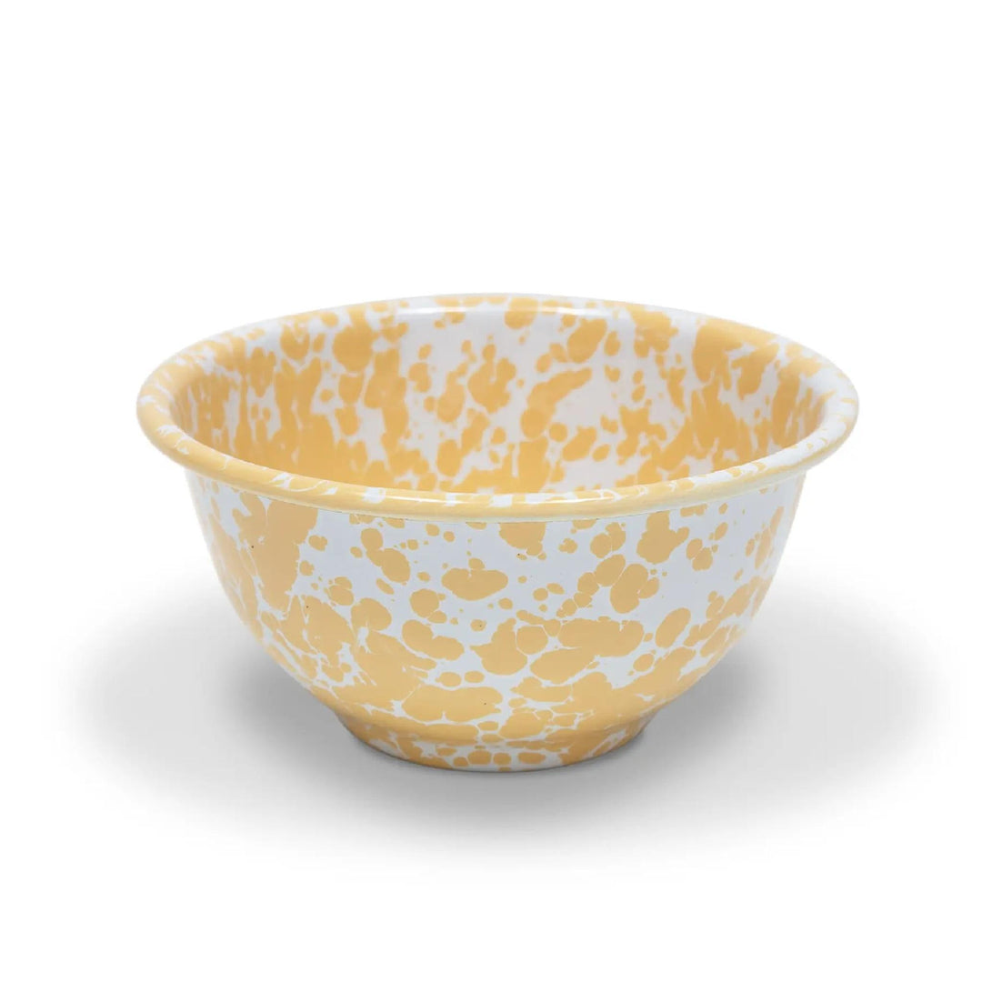 Enamelware Splatter Small Footed Bowl | Yellow & White