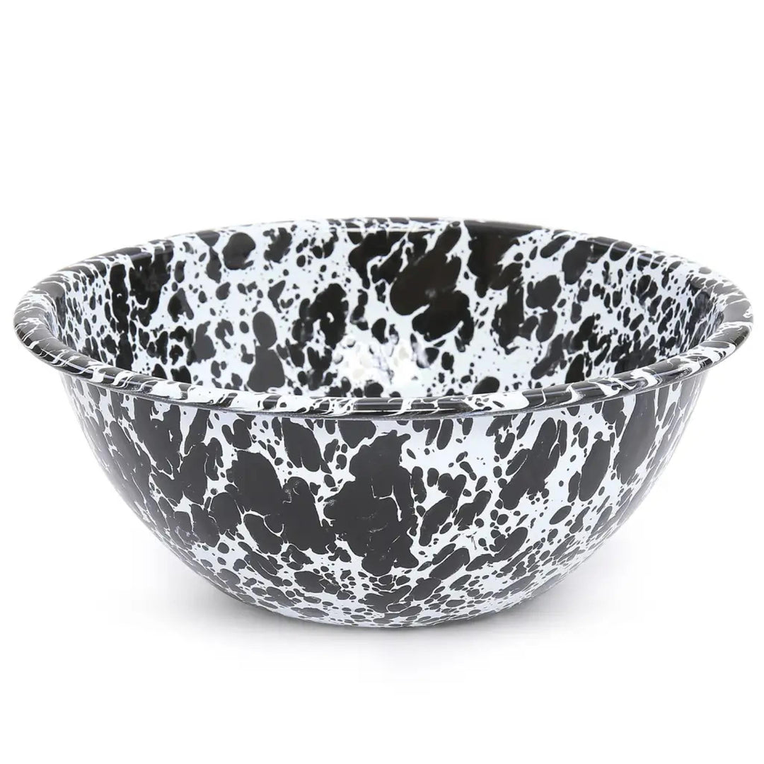 Enamelware Splatter Small Serving Bowl | Black & White