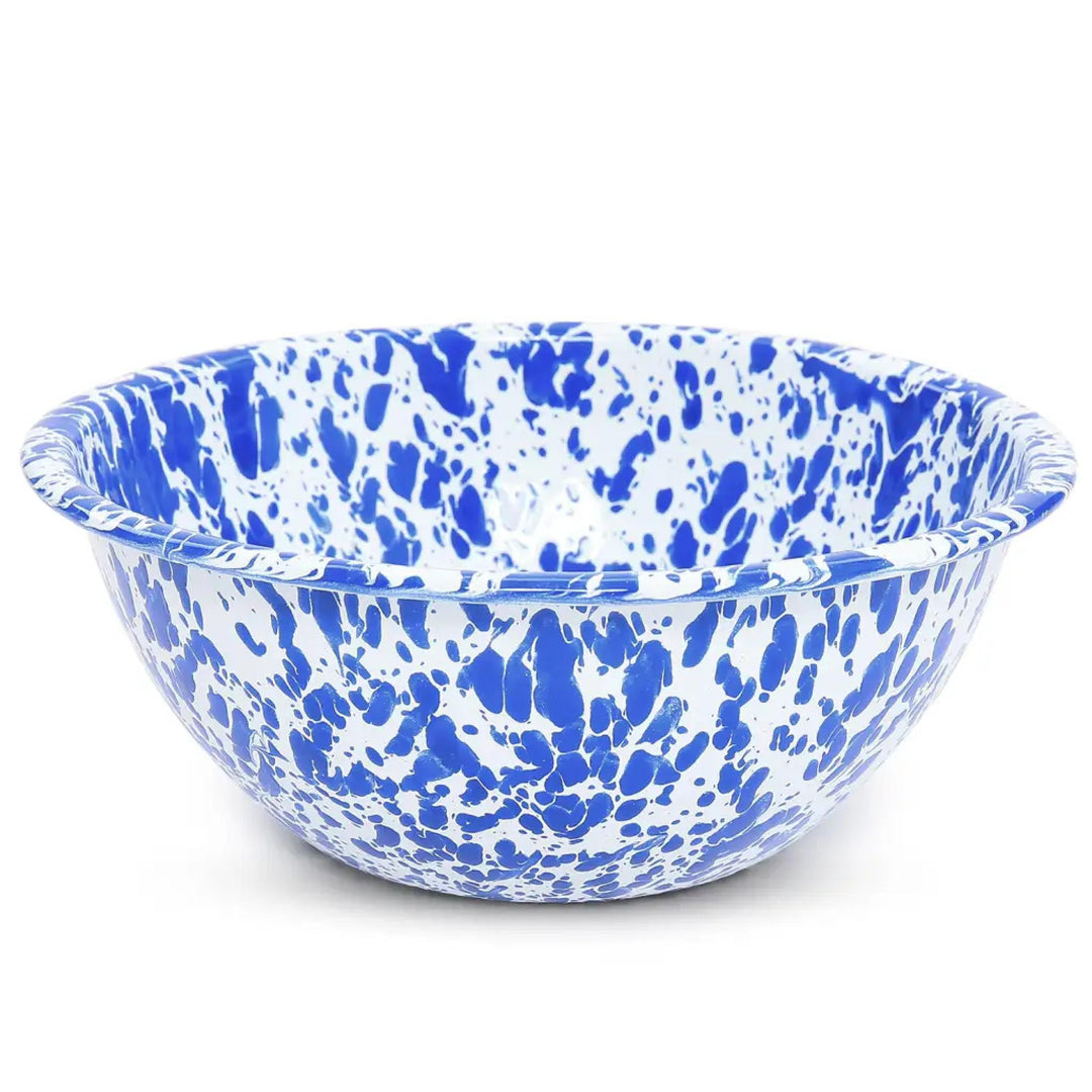 Enamelware Splatter Small Serving Bowl | Blue & White