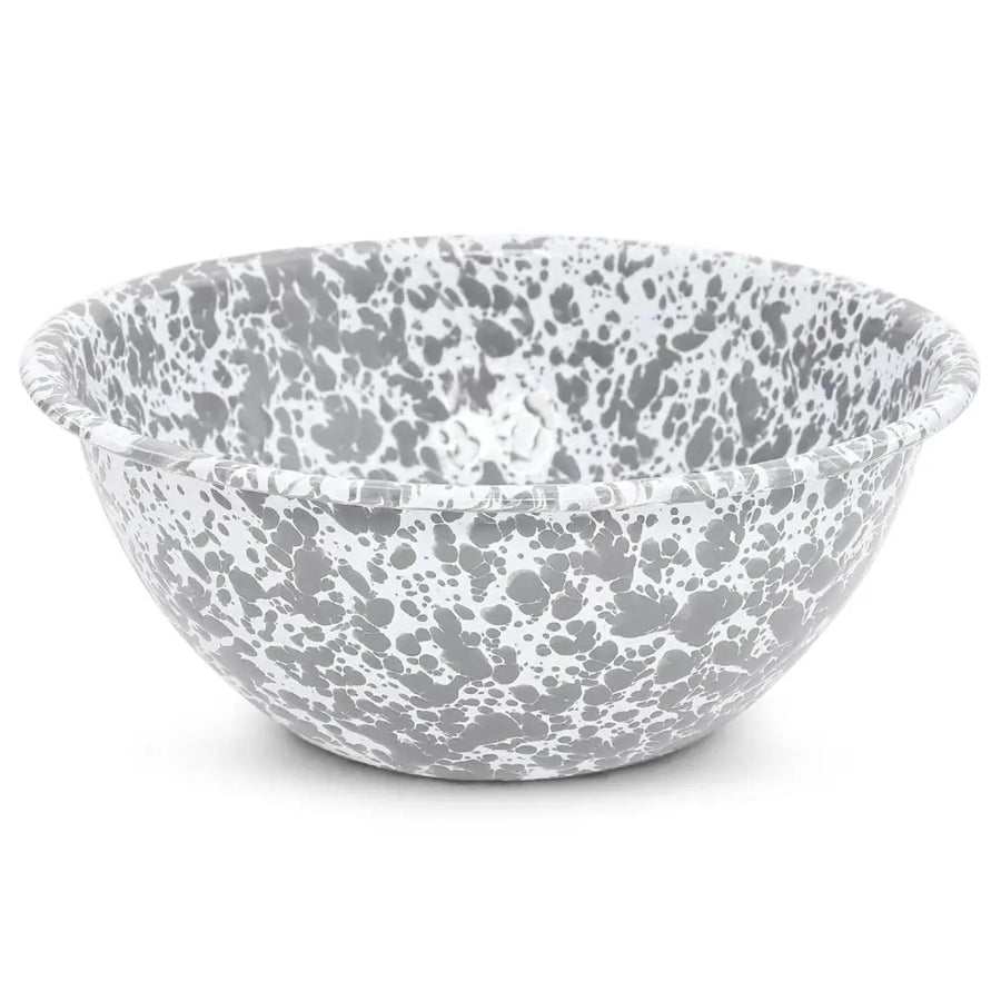 Enamelware Splatter Small Serving Bowl | Grey & White