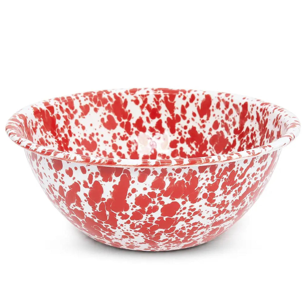 Enamelware Splatter Small Serving Bowl | Red & White