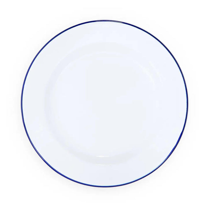 Enamelware Vintage Style Dinner Plate | Blue Rim