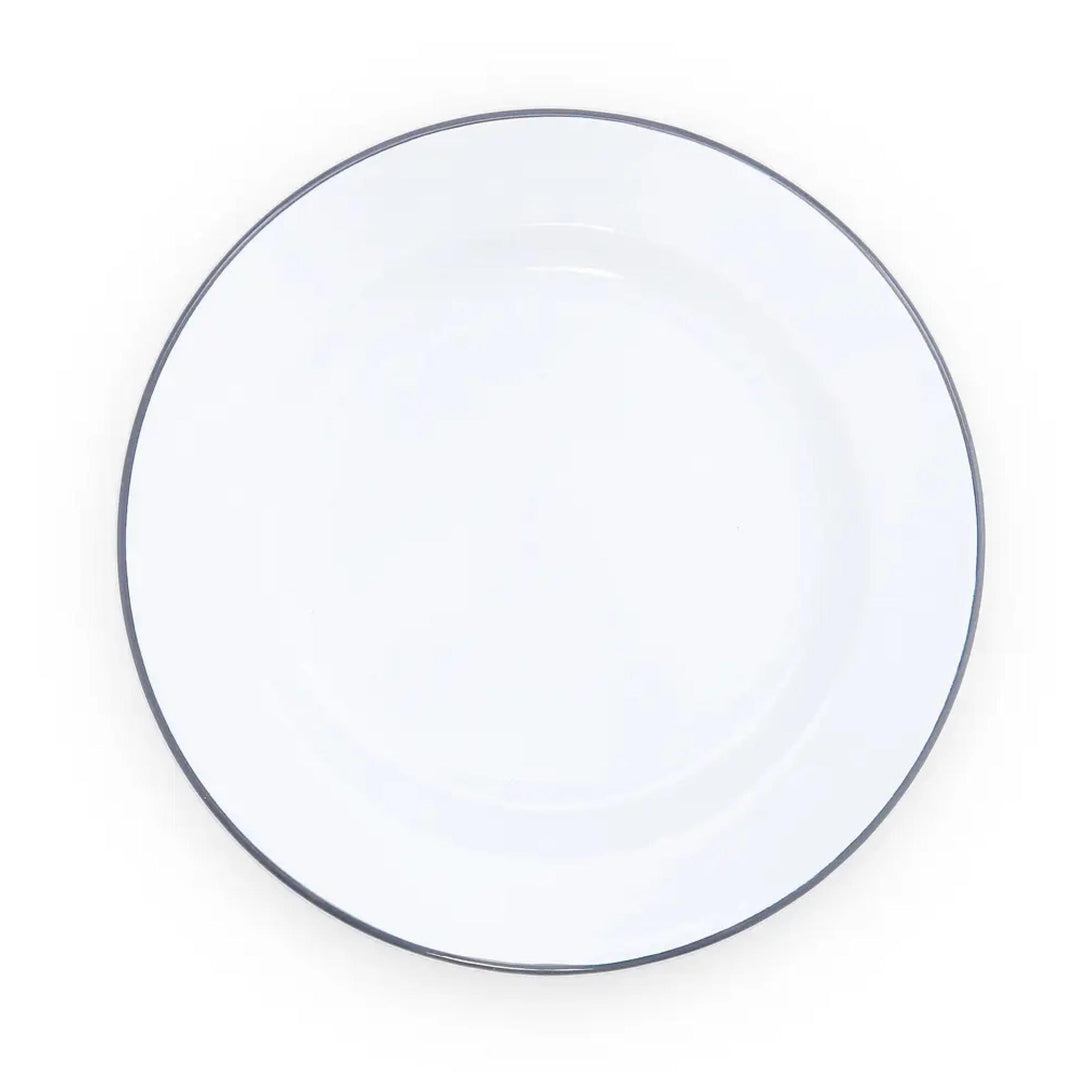 Enamelware Vintage Style Dinner Plate | Grey Rim