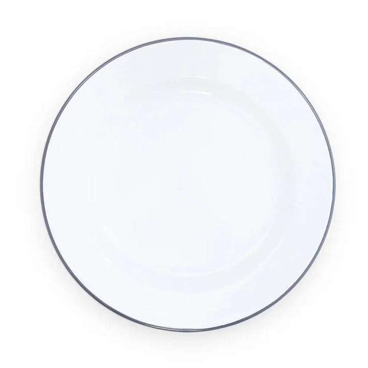 Enamelware Vintage Style Dinner Plate | Grey Rim