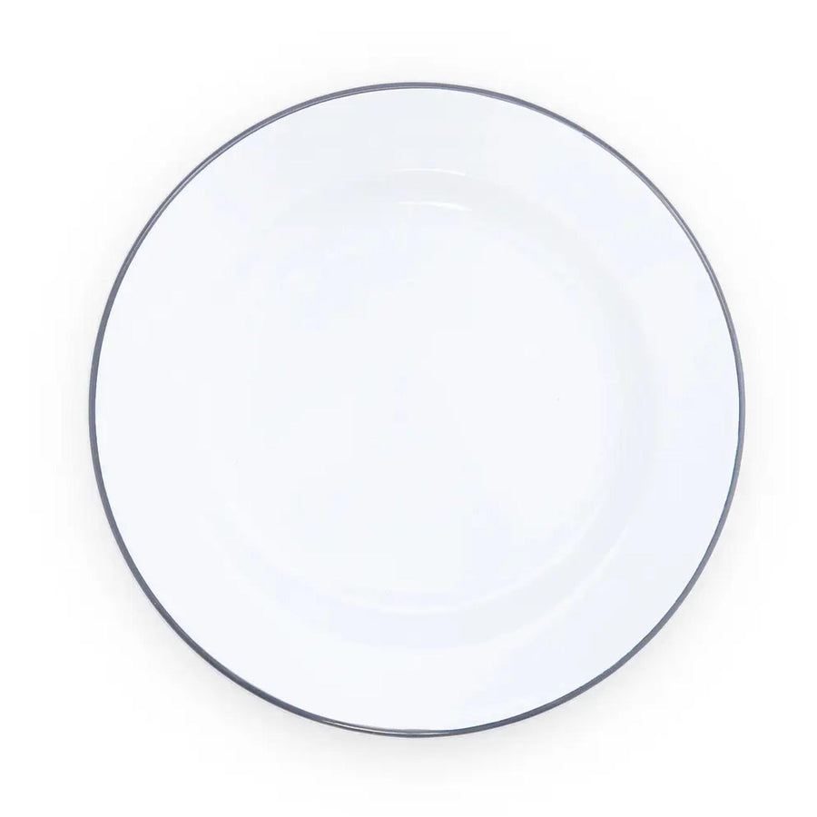 Enamelware Vintage Style Dinner Plate | Grey Rim
