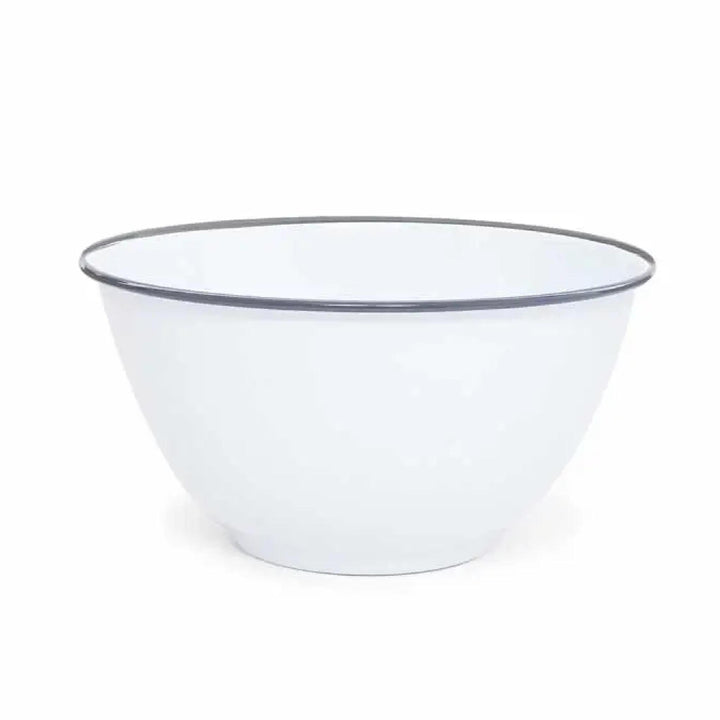 Enamelware Vintage Style Large Salad Bowl | Grey Rim