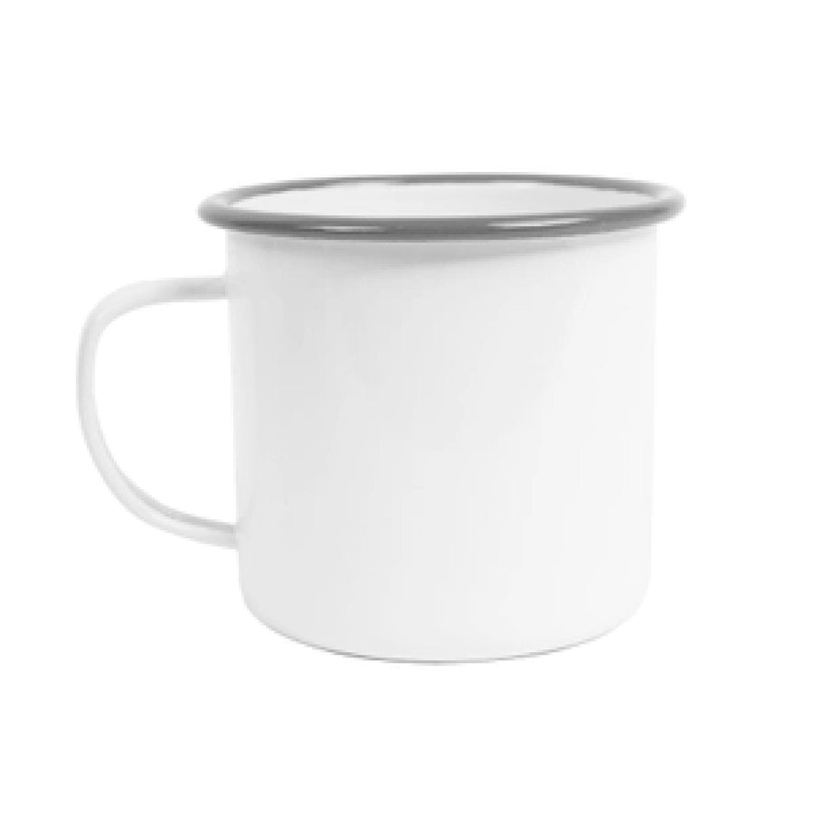 Enamelware Vintage Style Mug | Grey Rim