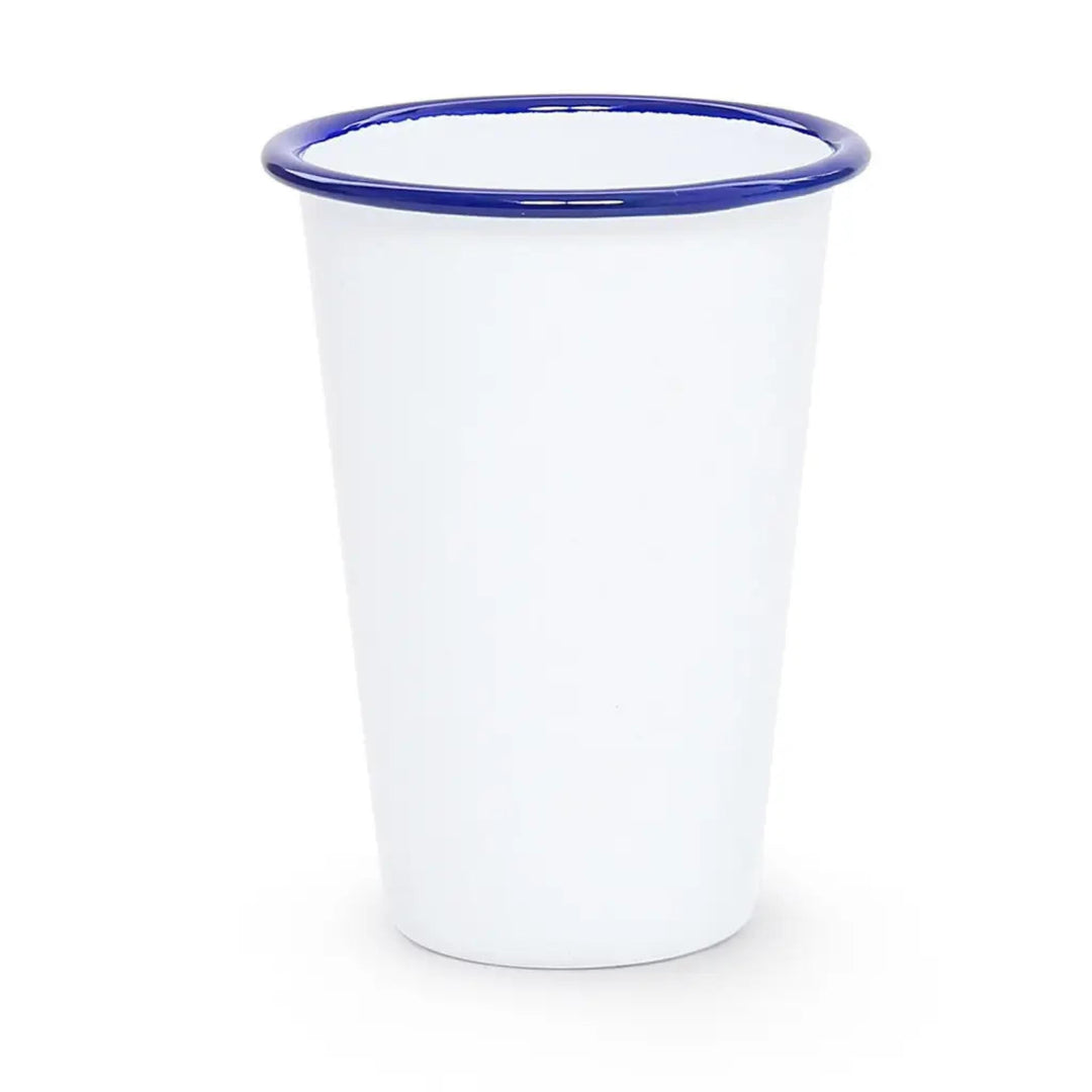 Enamelware Vintage Style Tumbler | Blue Rim