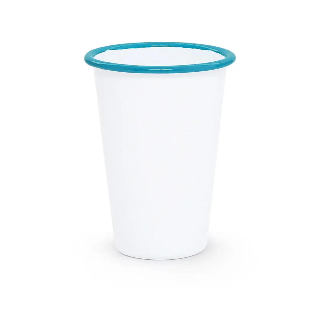 Enamelware Vintage Style Tumbler | Turquoise Rim
