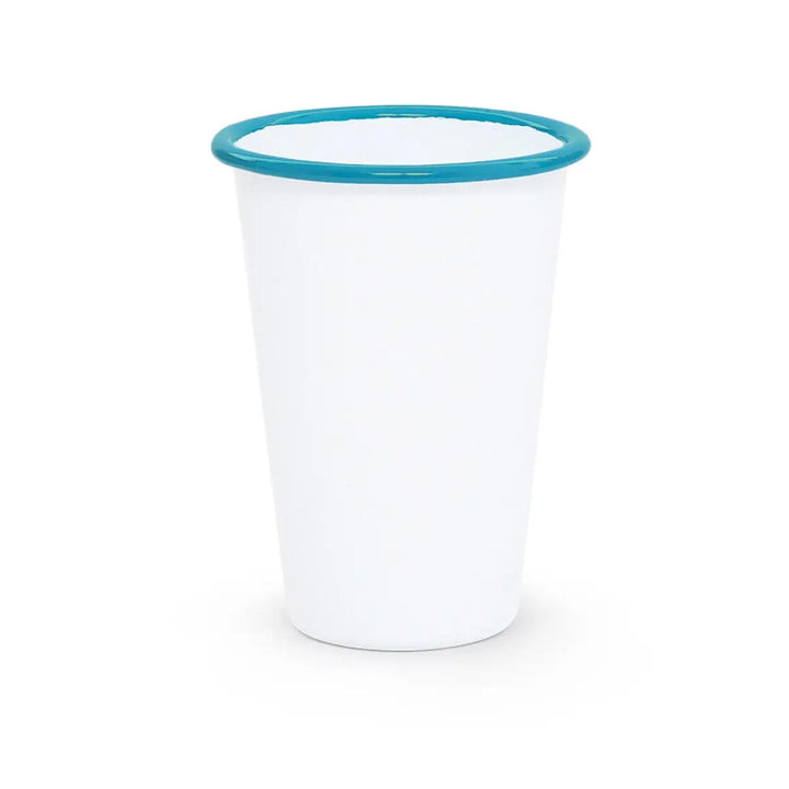 Enamelware Vintage Style Tumbler | Turquoise Rim