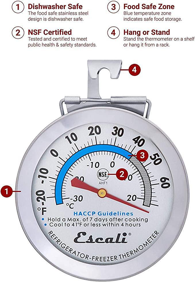 Escali Refrigerator / Freezer Thermometer | Stainless Steel