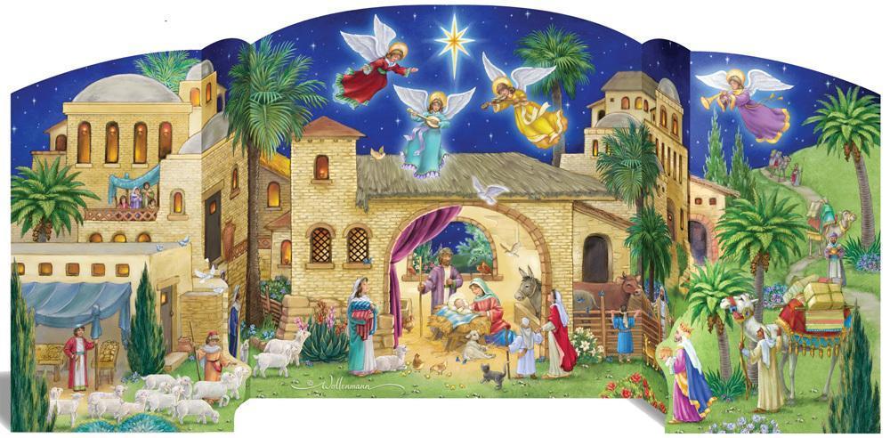 Expandable 18" Advent Calendars w/ Fun Glitter Holiday Pictures